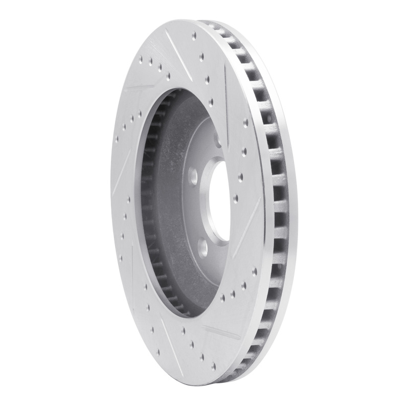 Ford Mustang Brake Rotor (1) - Front Left - R1 Concepts - Drilled & Slotted - Silver - `05-`14